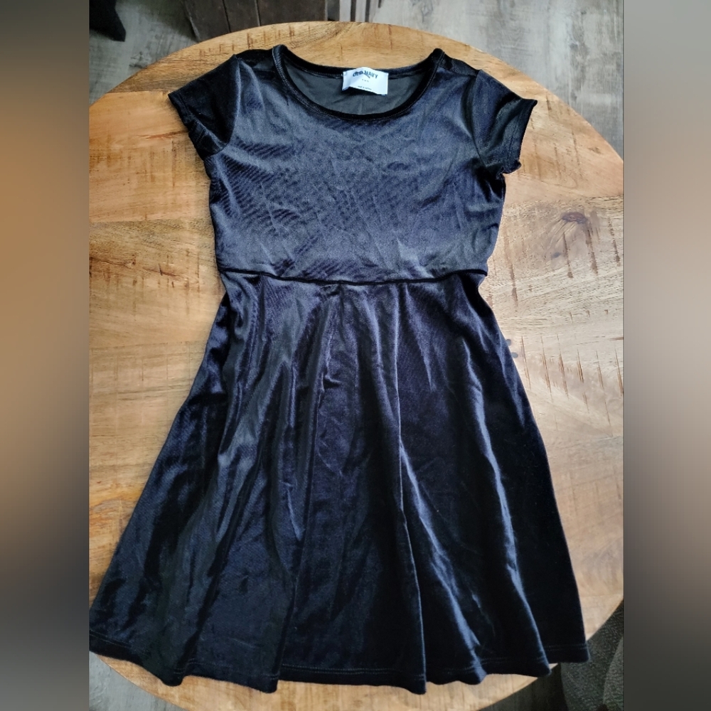New Black Velvet Dress, Size S (6-7)